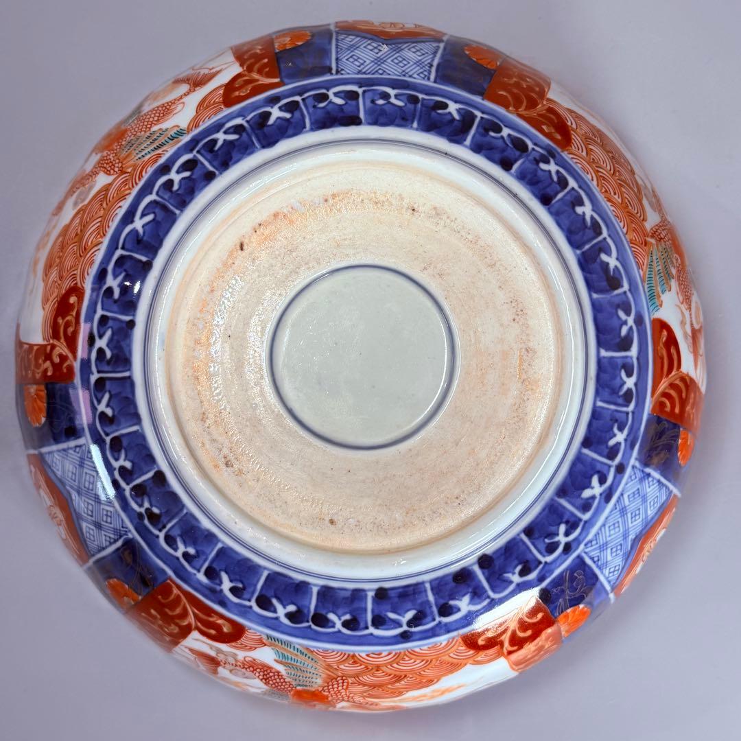 古伊万里　大聖寺伊万里　染錦三方龍仙人菊花型鉢　三ツ鉢揃い　黄仁覧図　特上品