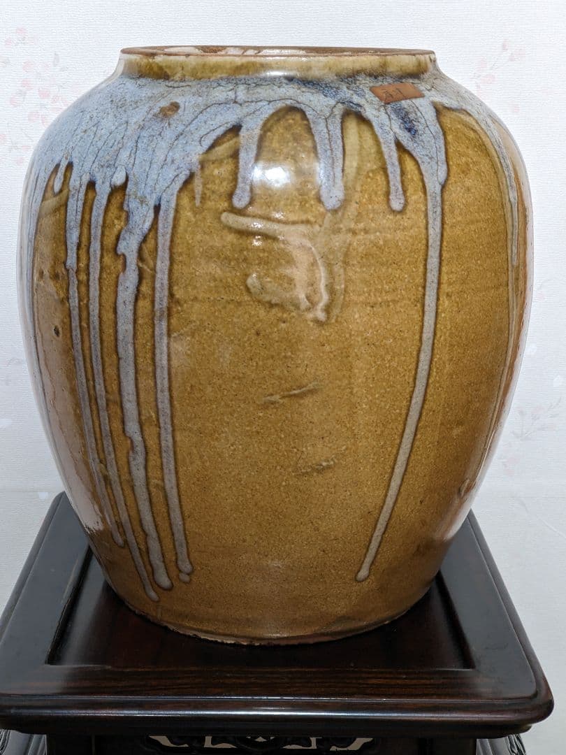 ♦唐津焼 黃唐津壺 江戸時代幕末〜 明治時代初期 水指 置物飾り 古美術骨董品