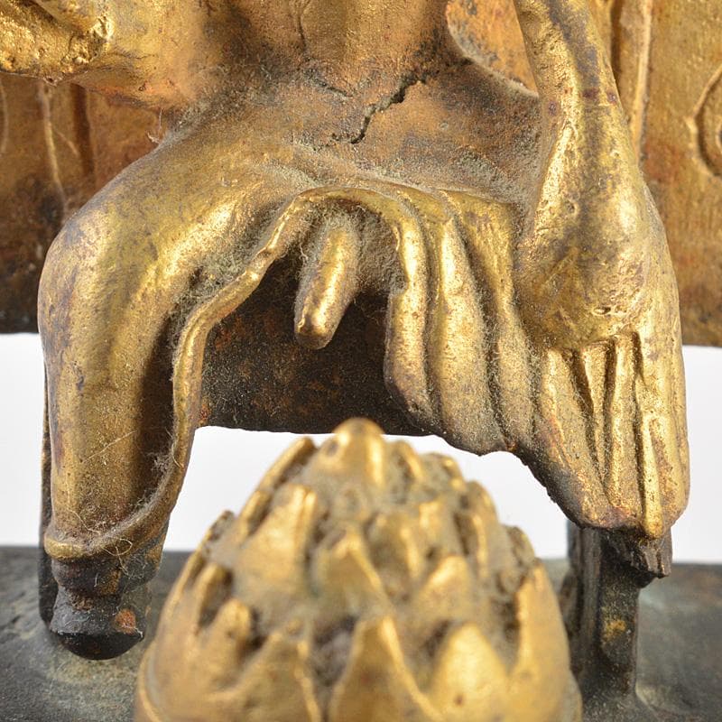 仏教美術　高麗～李朝時代　古銅鍍金　弥勒菩薩半跏像　時代箱　M　R7420