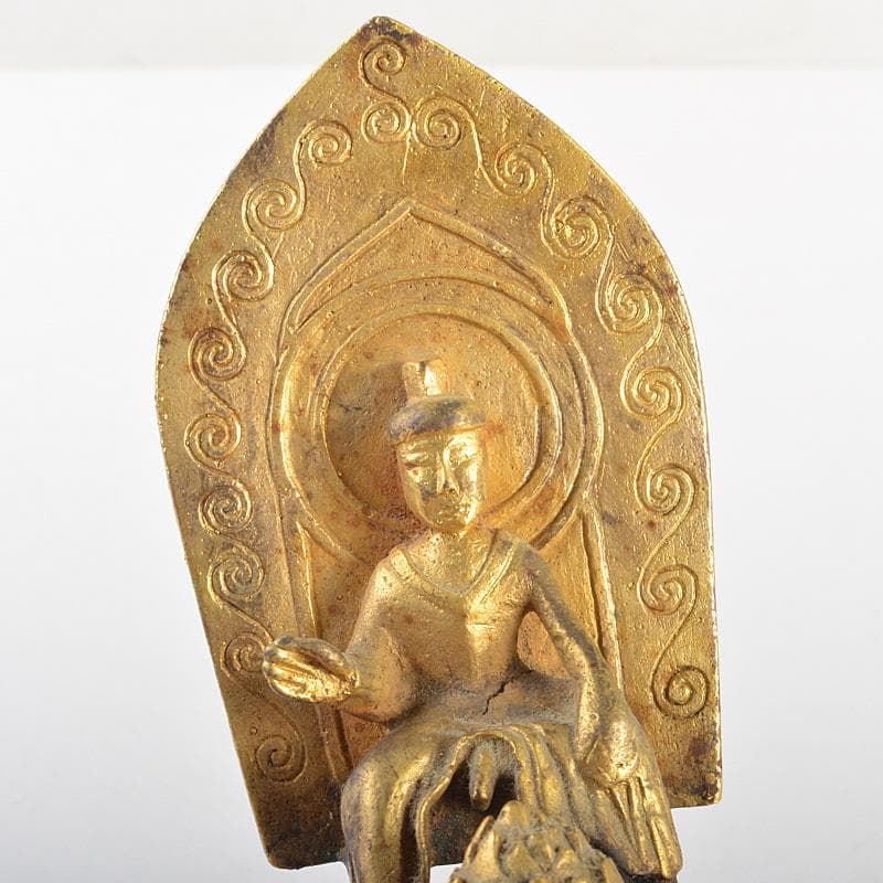 仏教美術　高麗～李朝時代　古銅鍍金　弥勒菩薩半跏像　時代箱　M　R7420