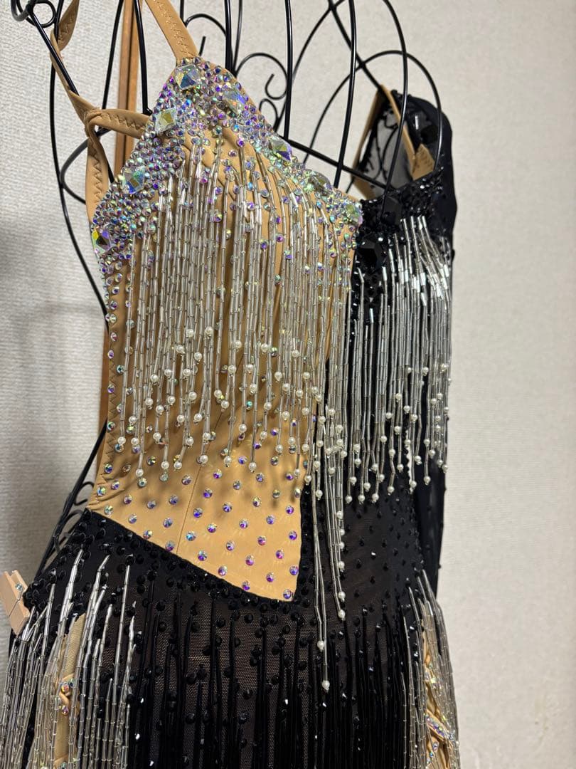 社交ダンスドレス フリンジ ビーズ装飾