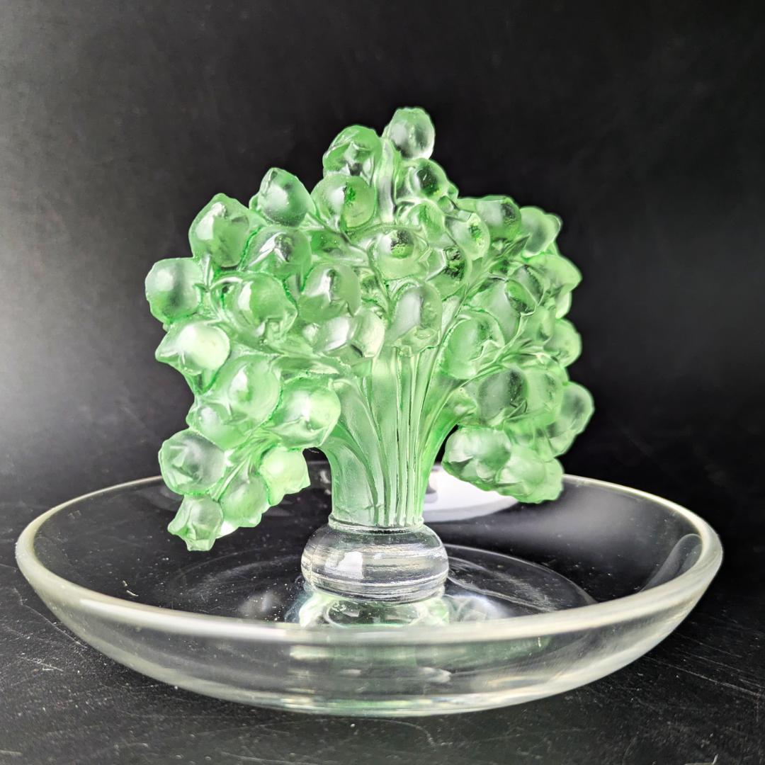 いちりんりんさん専用ルネ・ラリック幸運の鈴蘭ミュゲ緑彩パティナリングディッシュ希