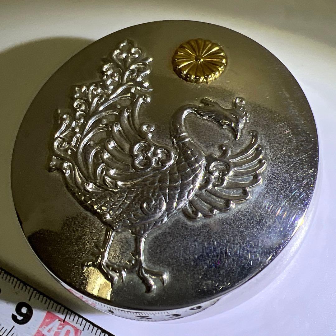 平成2年　純銀　天皇御即位記念鳳凰文ボンボニエール　共箱　東Y7-0804⭐︎1F