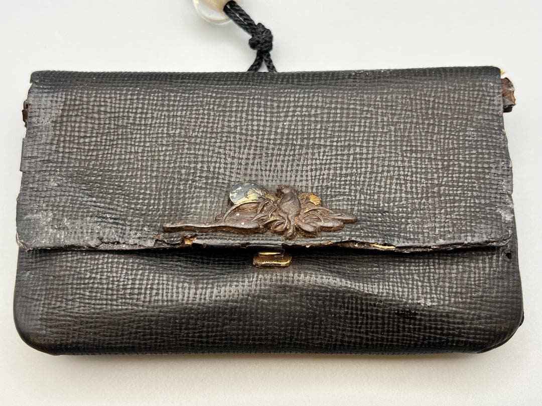 江戸明治時代　月と動物鉄金具　水晶玉根〆　純銀製キセル　重量約125g