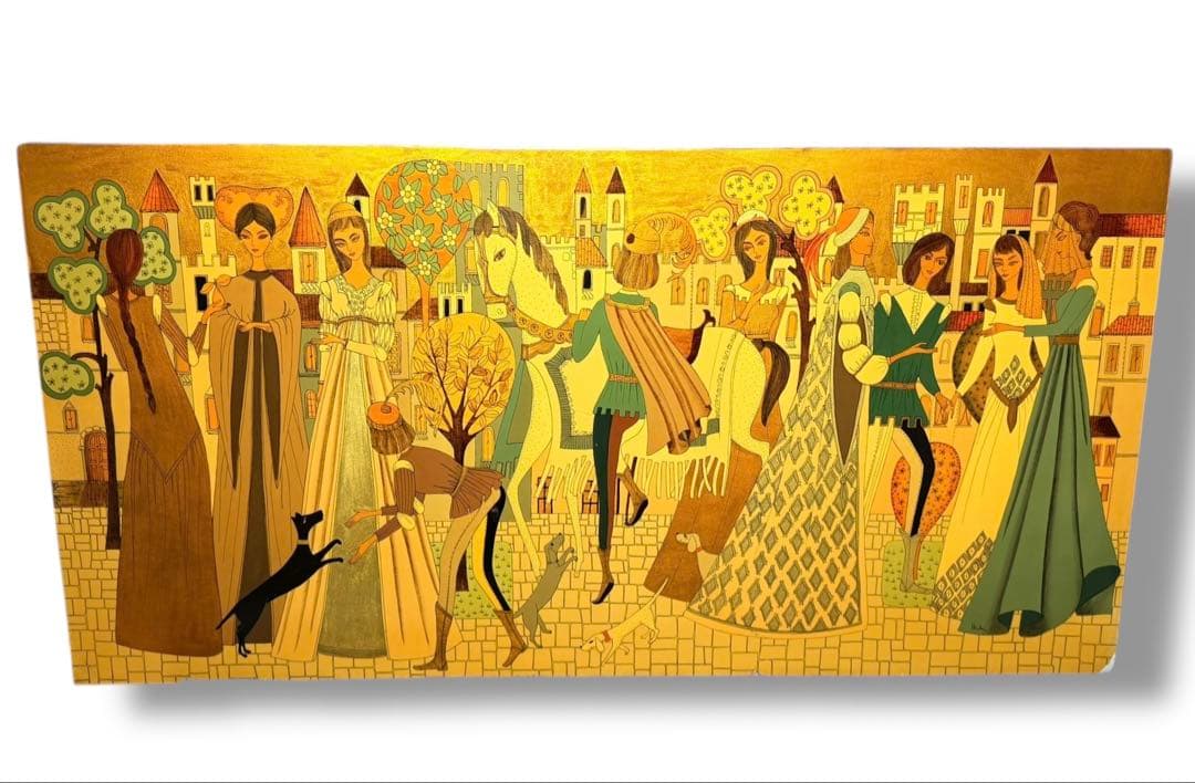 Michi Sgorbigno /木製アートパネル 中世風人物画 1970年代