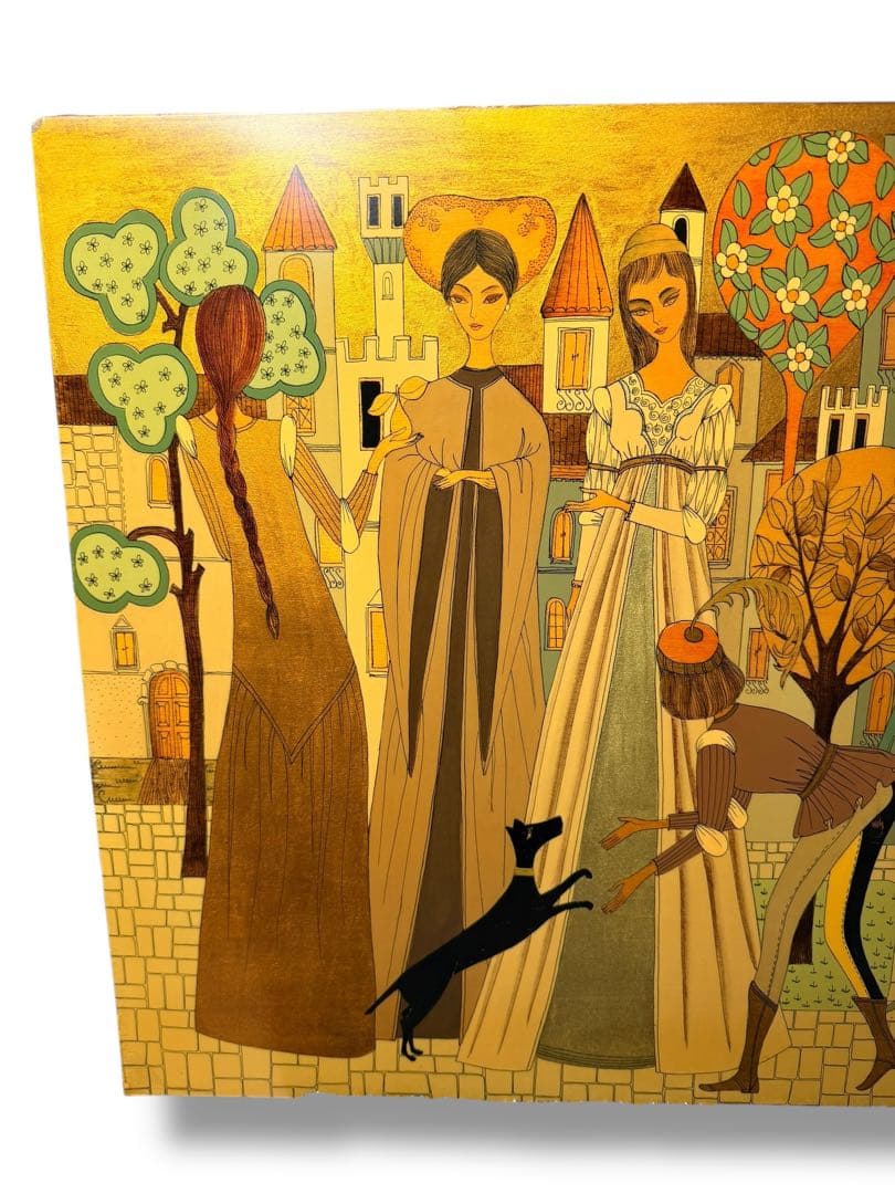 Michi Sgorbigno /木製アートパネル 中世風人物画 1970年代