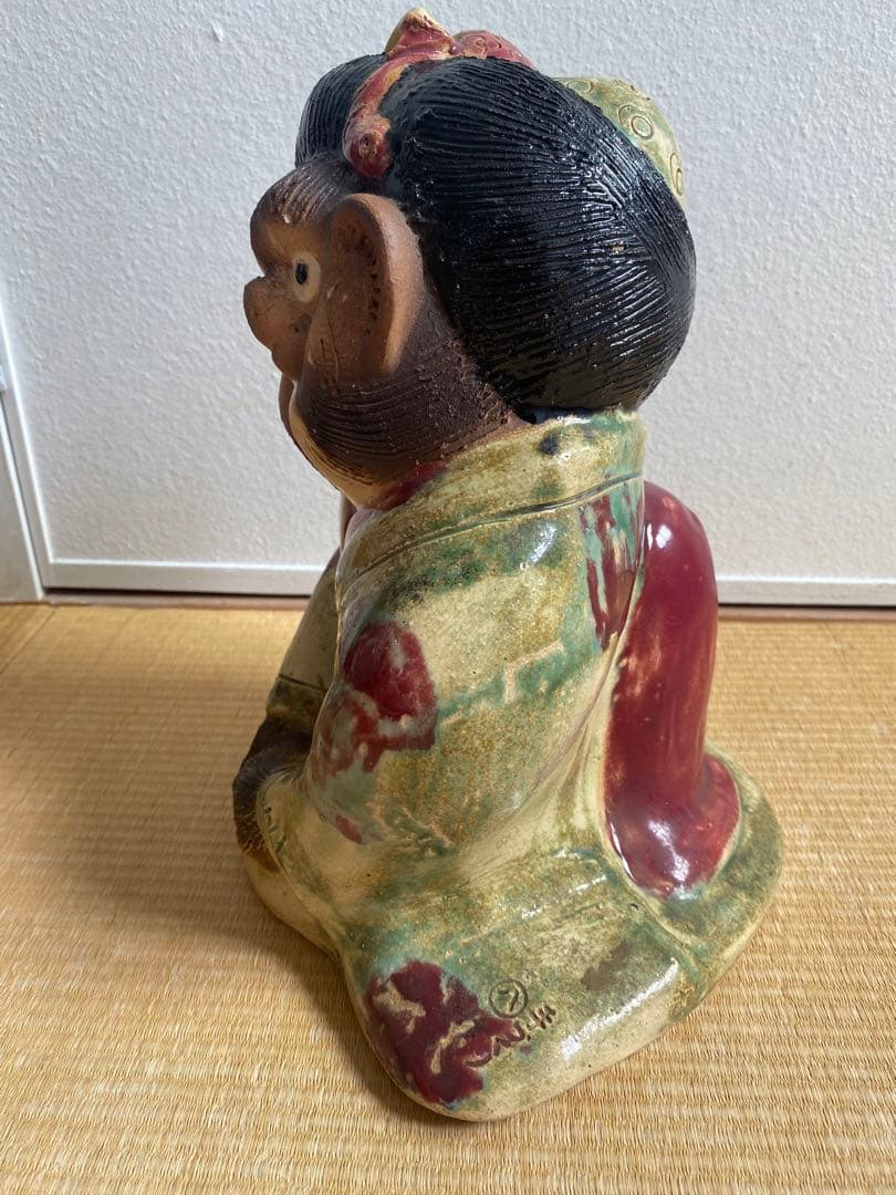 信楽焼 狸 たぬき タヌキ 女将 縁起物 インテリア 置物 陶器人形 お福さん