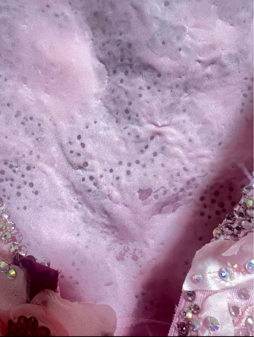 社交ダンスドレス 長袖 スタンダード ピンク フラワー装飾