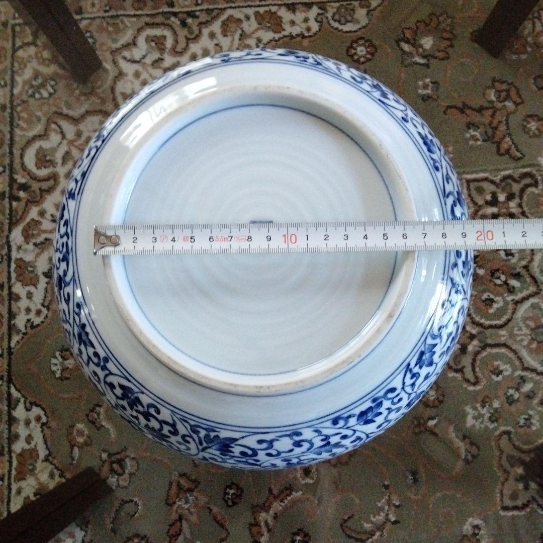 中国骨董大き目サイズ【松、竹、梅三友図染付青花洗】在銘旧家蔵希少貴重コレクション