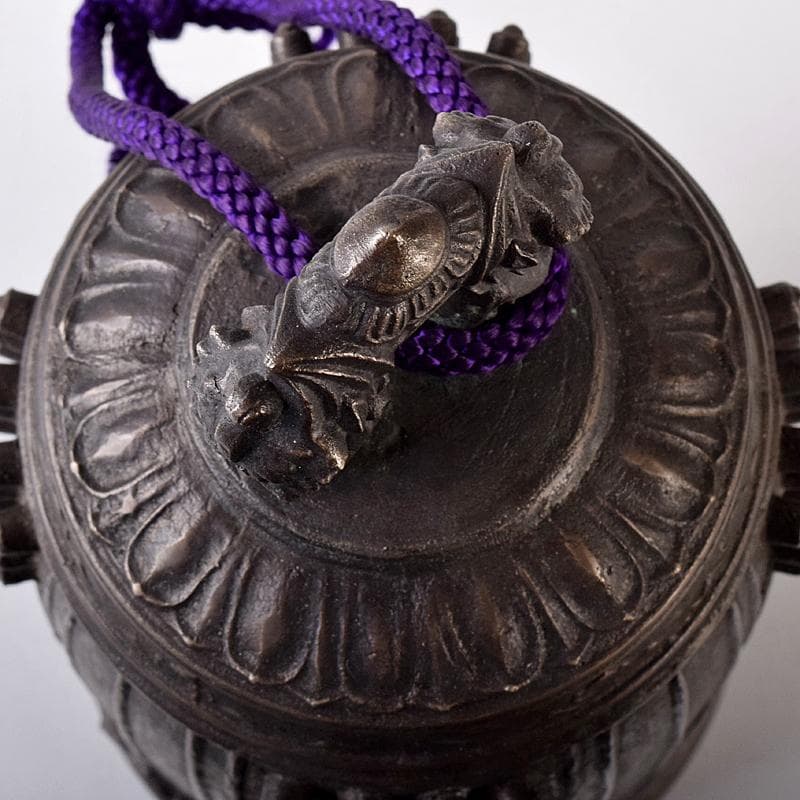 高岡銅器　晴光作　砂張　喚鐘　小槌付　共箱　M　R8443