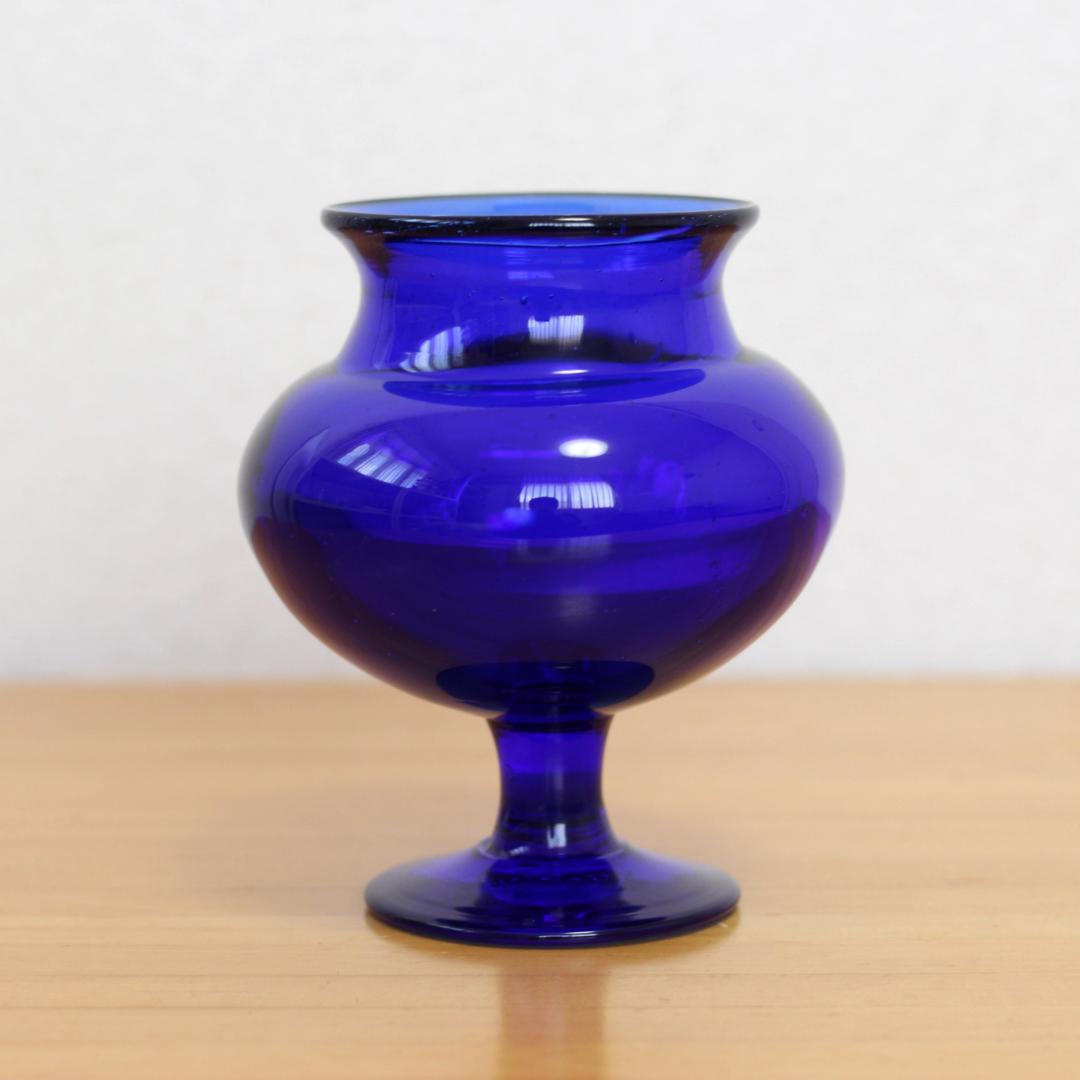 【貴重・サイン入り】エリックホグラン　Erik Hoglund　ブルー 花器花瓶