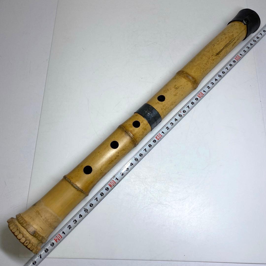 竹治在銘　銀巻尺八　約48.5cm 東N7-1025①