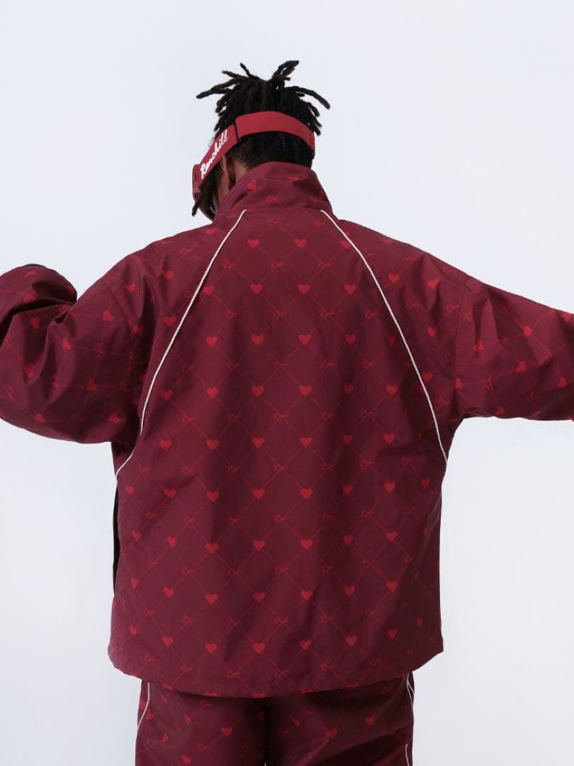 新品 男女兼用　スノーボードウェア 上下セット 朱色 スーツ 防水