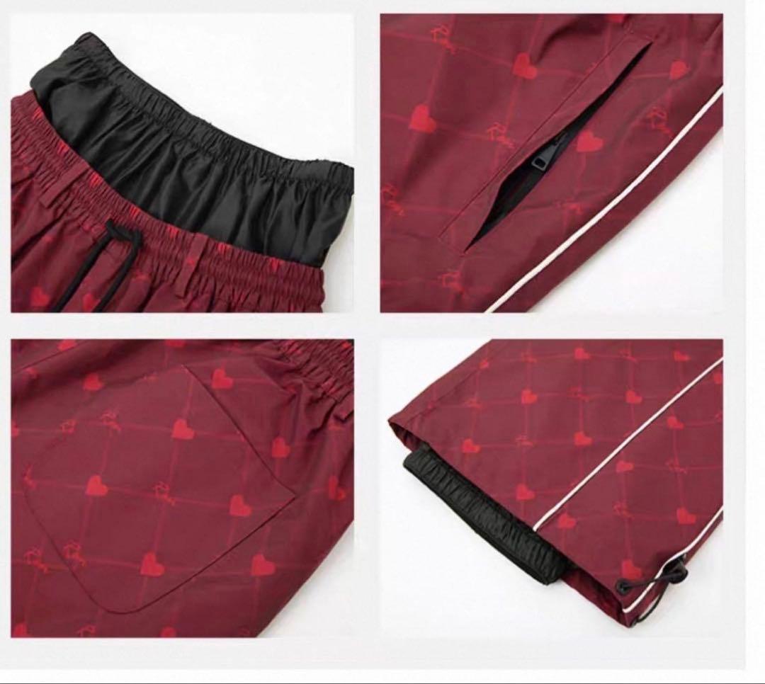 新品 男女兼用　スノーボードウェア 上下セット 朱色 スーツ 防水