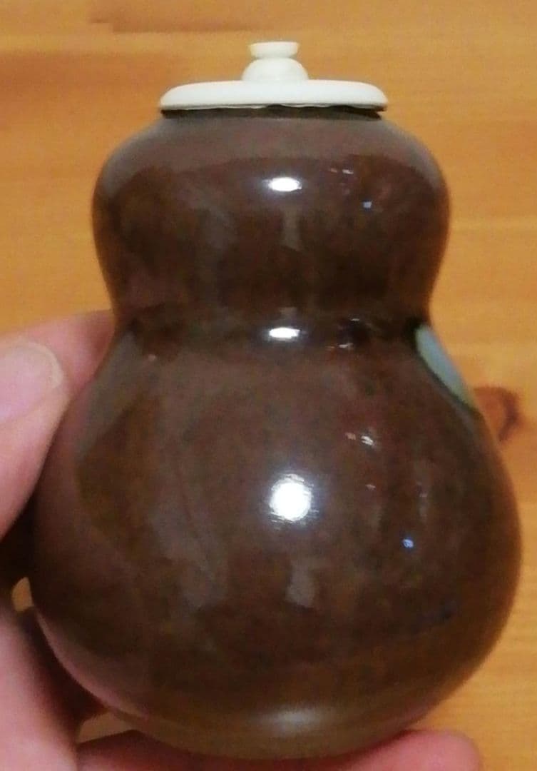 尋牛斎書付　膳所焼　銘『仙人』　瓢　茶入　共箱　茶道具