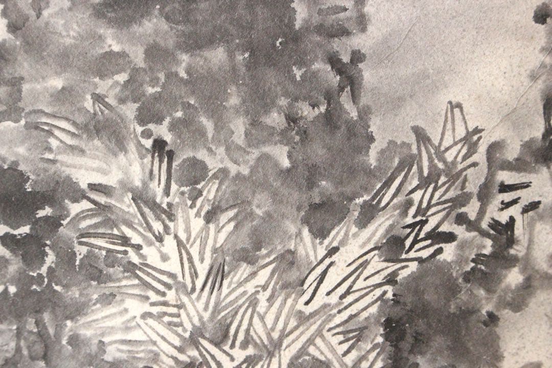 No5189 掛軸　扇面　黄山雲海　⚪︎日山景　紙本　中国画　書画　墨跡　送料無料