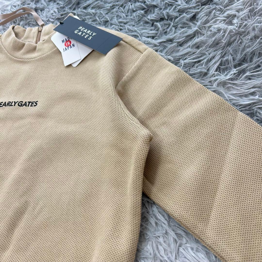 新品　パーリーゲイツ　ワンピース　モックネック　長袖　ベージュ　レオパード　1