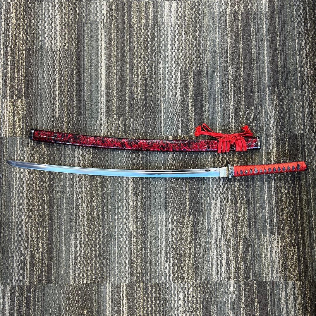 ジ*ム様 1113 模造刀 赤 レッド 約1m5cm アンティーク 美術品 舞踏