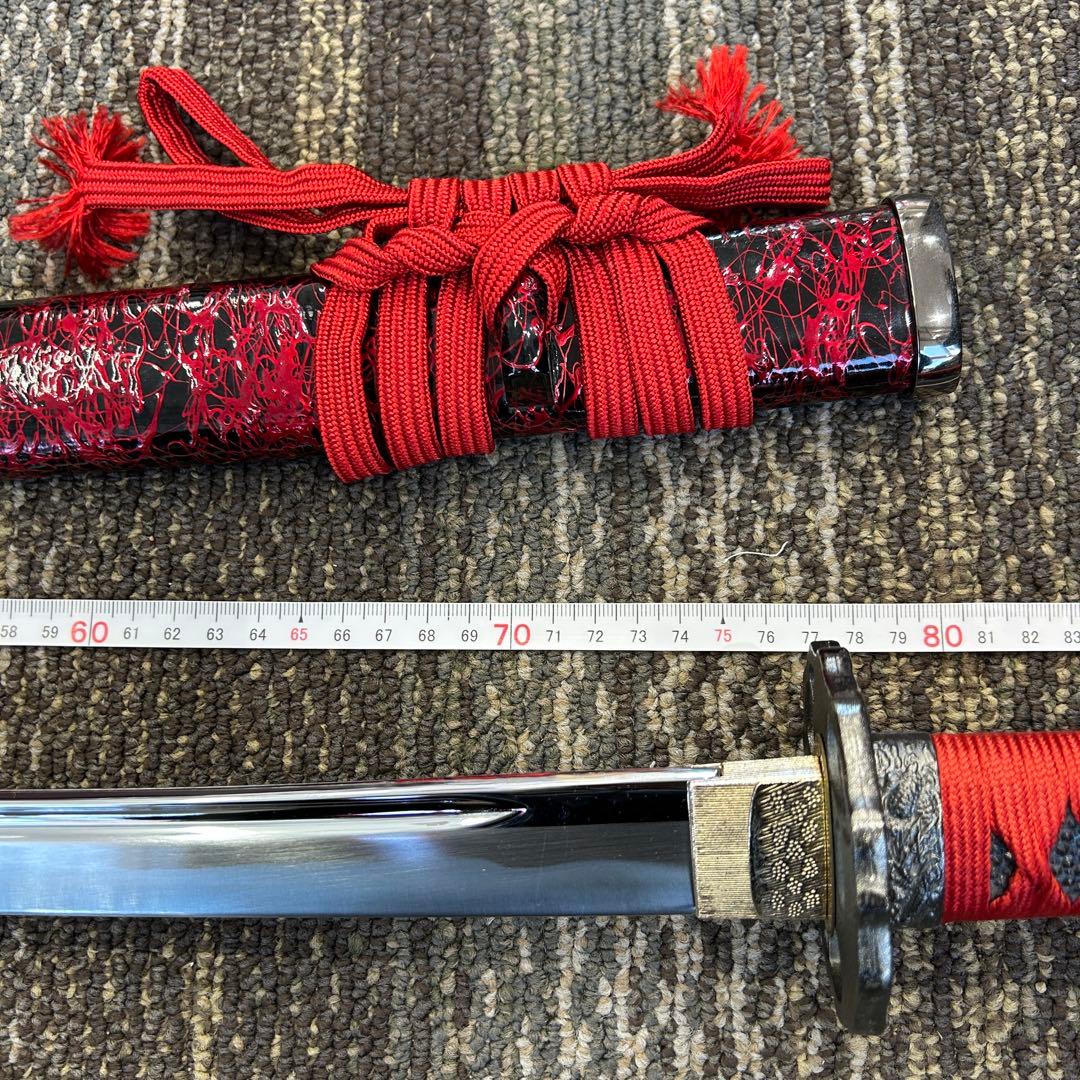 ジ*ム様 1113 模造刀 赤 レッド 約1m5cm アンティーク 美術品 舞踏