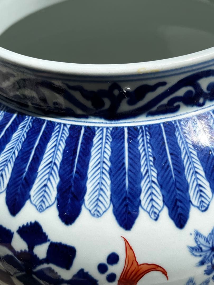 五彩魚藻紋蓋罐　景徳鎮窯　北京故宮博物院　秘蔵　監製証明書付　復刻製作