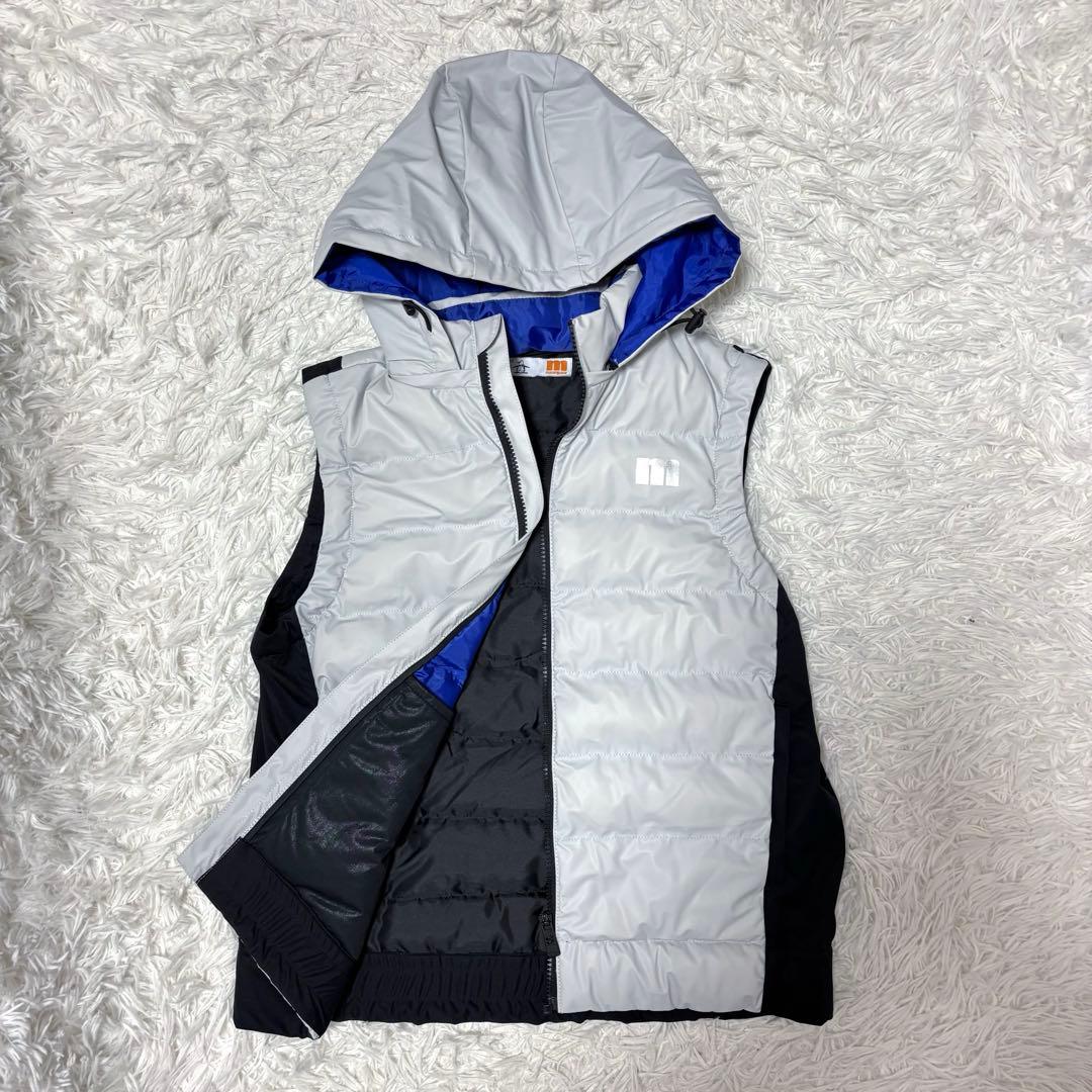 最新作 マンシングウェア ダウン ベスト ジップ フード グレー 中綿