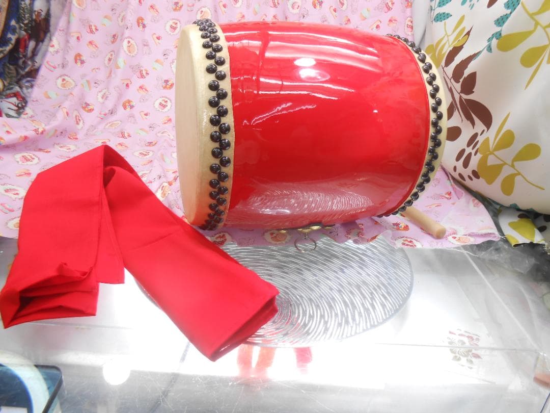 新品未使用(送料無料)13.980円　エイサー小太鼓24cm 3mのサージ付き