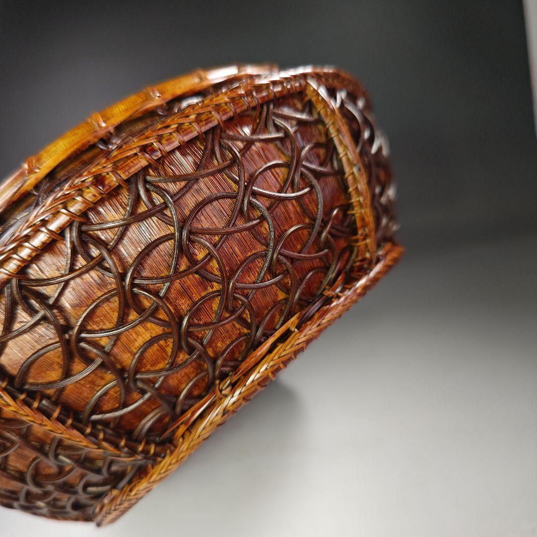 イ595 炭斗『田中篁斎造』『玄々斎好　七宝組炭斗　竹編　炭取　共箱』茶道具