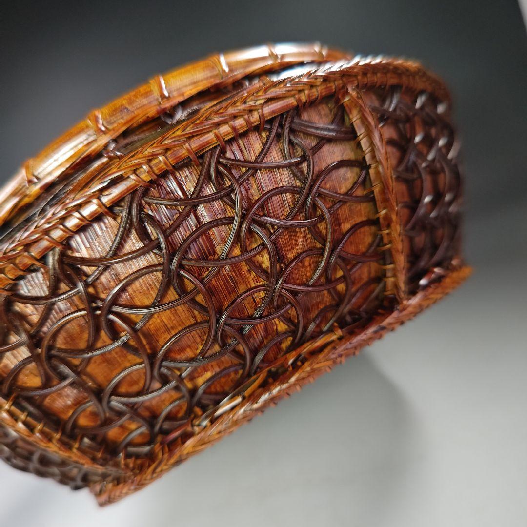 イ595 炭斗『田中篁斎造』『玄々斎好　七宝組炭斗　竹編　炭取　共箱』茶道具