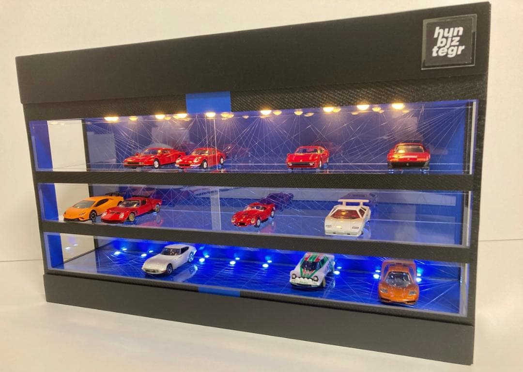 1/64展示30台可・コバルトブルー幾何学目地・ディスプレーBOX/ネオジオラマ