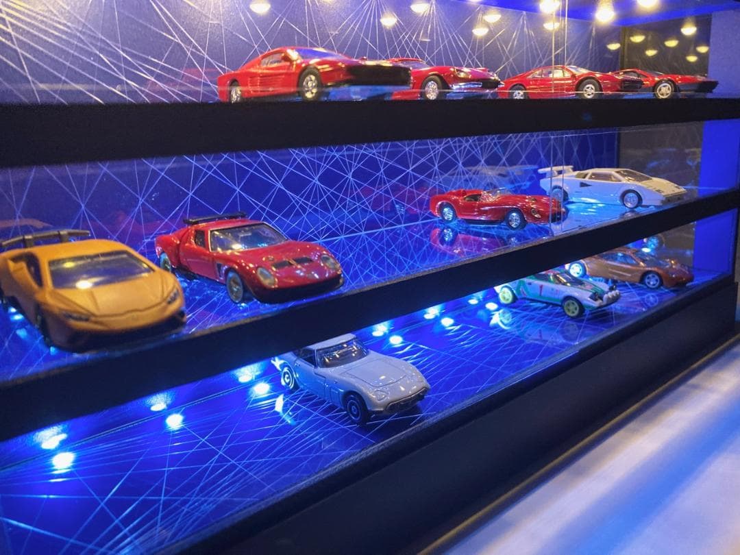 1/64展示30台可・コバルトブルー幾何学目地・ディスプレーBOX/ネオジオラマ