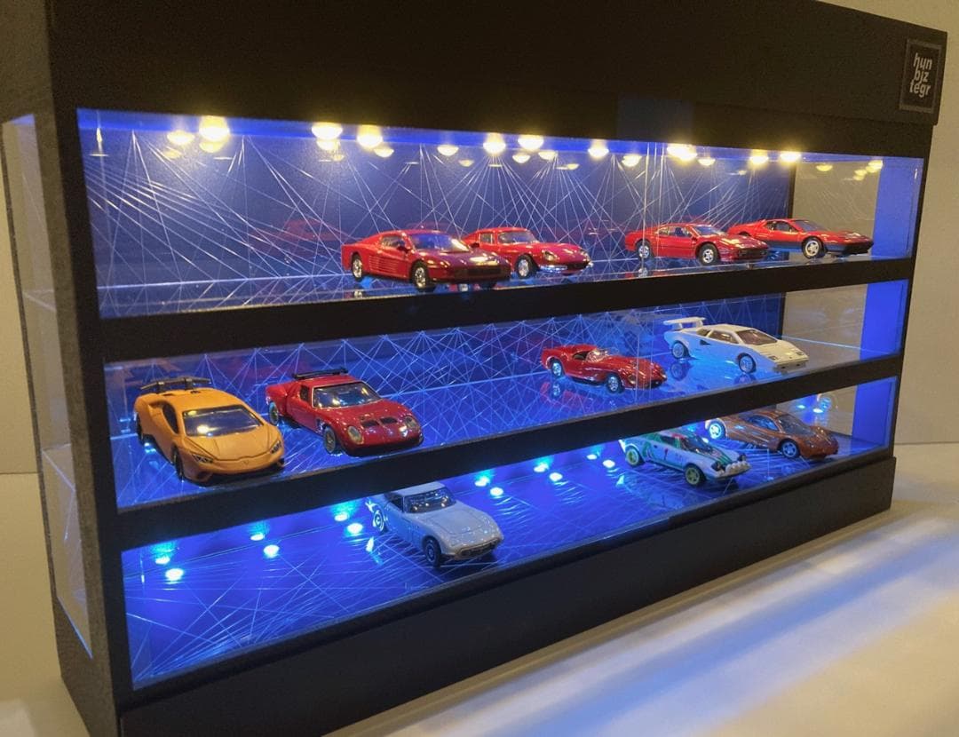 1/64展示30台可・コバルトブルー幾何学目地・ディスプレーBOX/ネオジオラマ