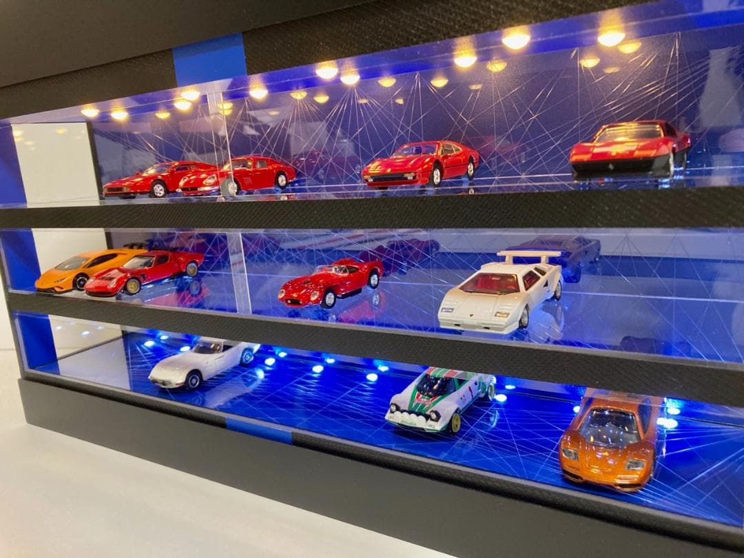 1/64展示30台可・コバルトブルー幾何学目地・ディスプレーBOX/ネオジオラマ
