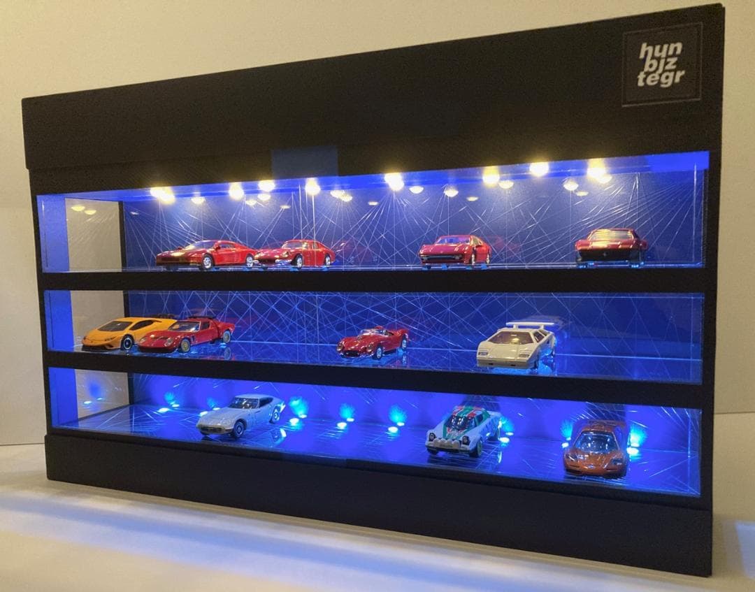 1/64展示30台可・コバルトブルー幾何学目地・ディスプレーBOX/ネオジオラマ