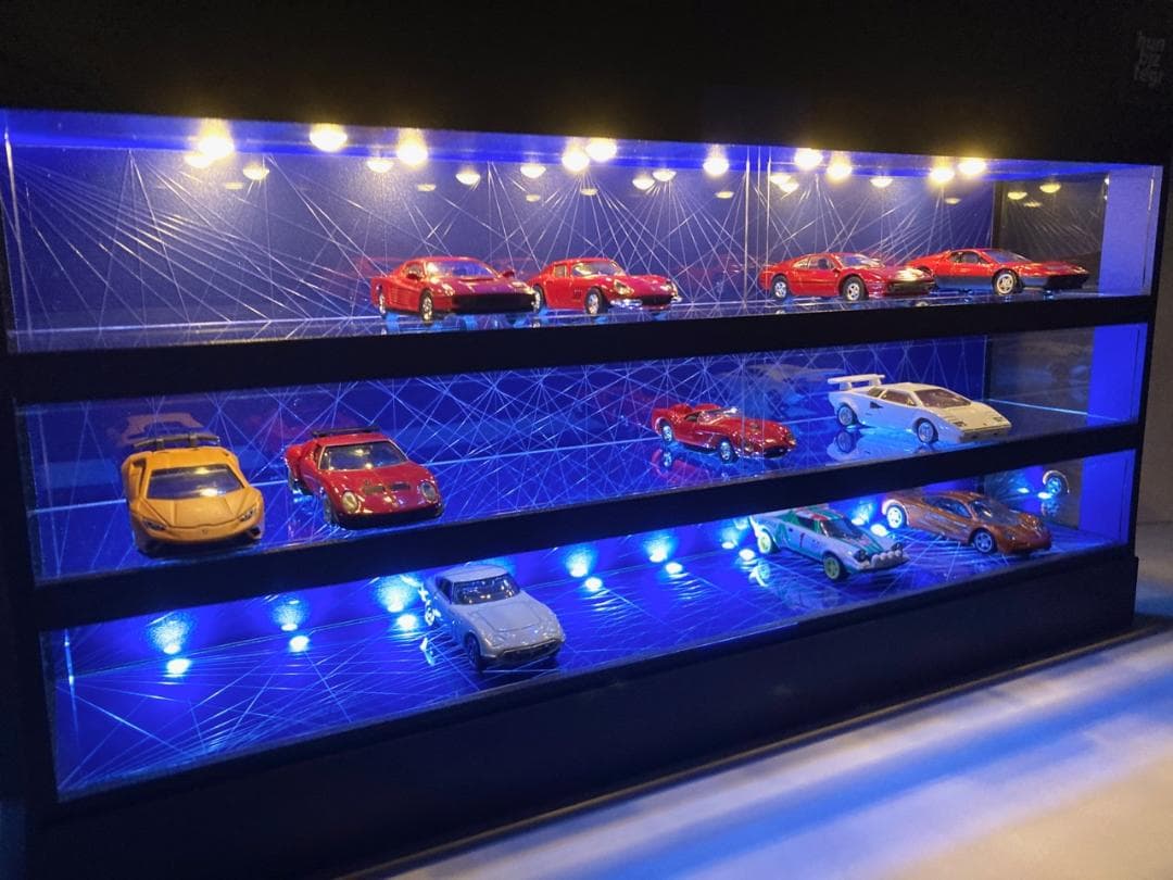 1/64展示30台可・コバルトブルー幾何学目地・ディスプレーBOX/ネオジオラマ