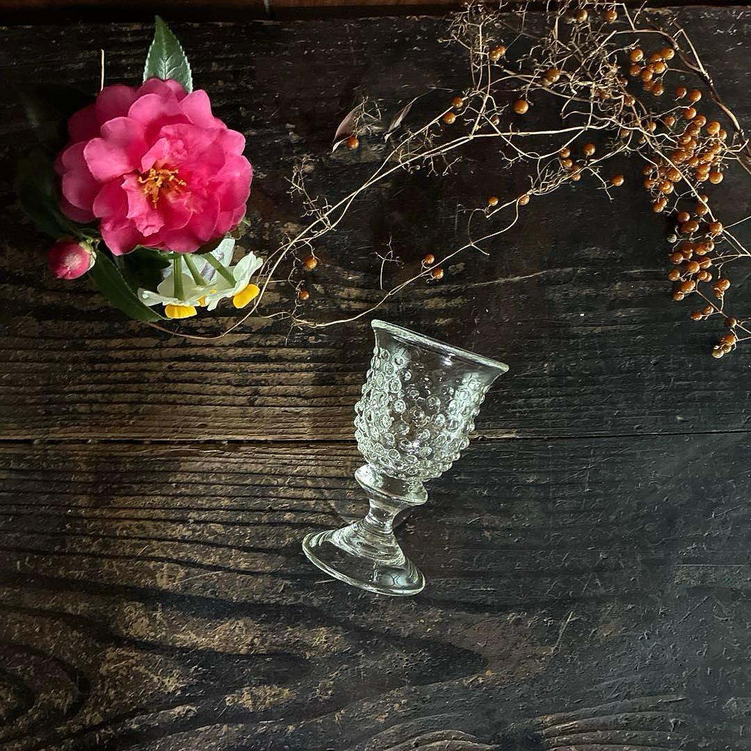 骨董　作家物　スタジオガラス　舩木倭帆　霰ガラス　ワイングラス　1客②