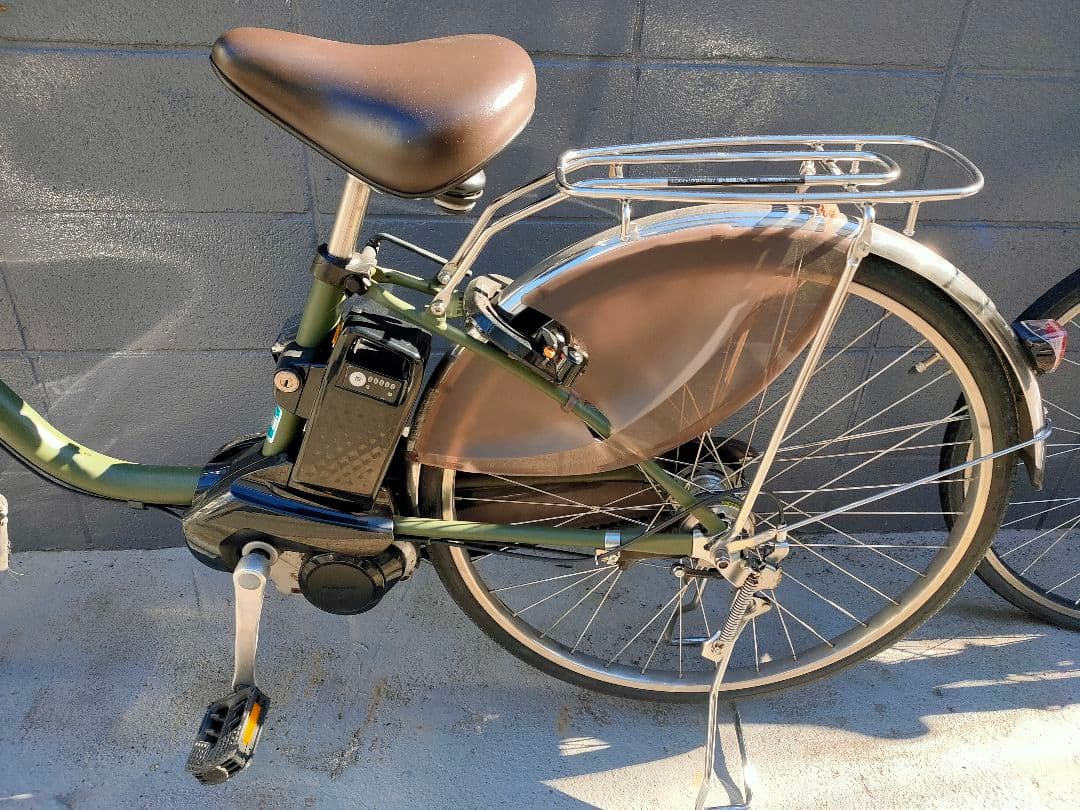 パナソニック be fd633 電動アシスト自転車 オリーブグリーン 前カゴ付き