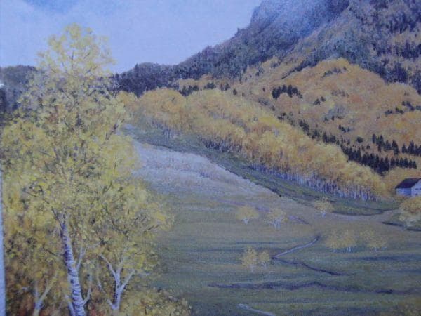 原田 満佐子 【爽秋笠々岳】 希少画集画、状態良好、新品高級額装付