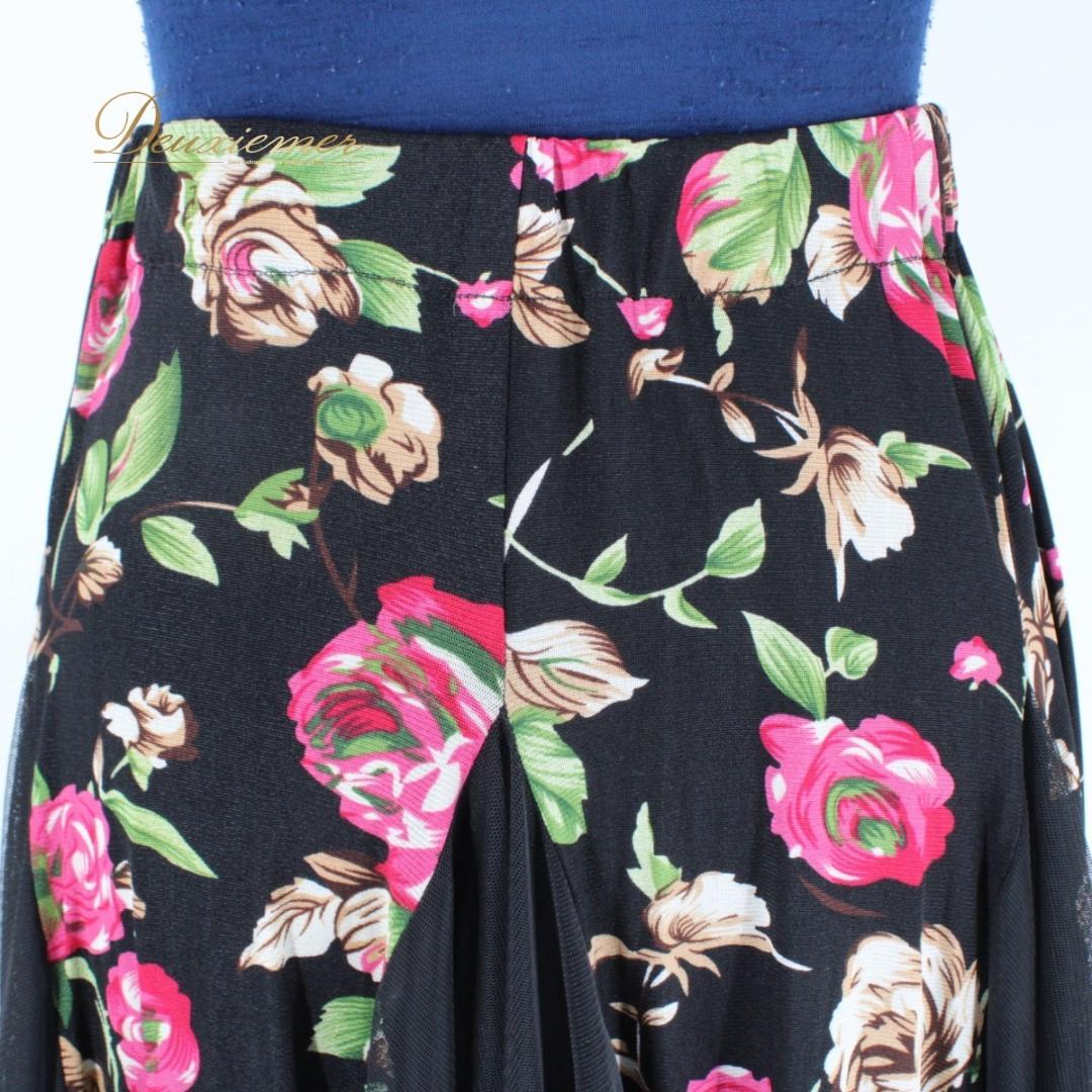 【美品 社交ダンス衣装】ブラック gentil スカート 黒 花柄 ストレッチ