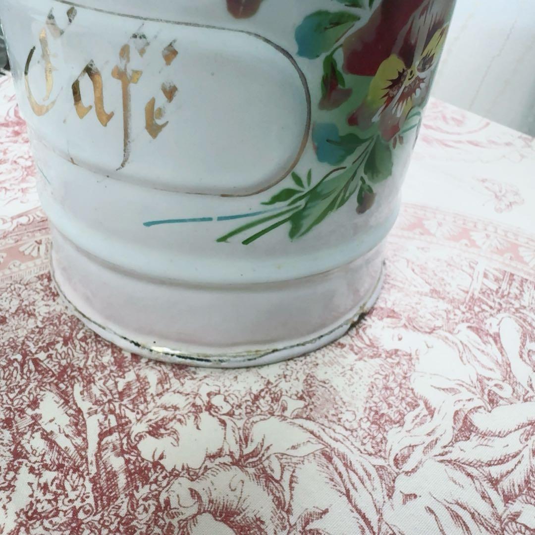 フランス　アンティーク　JAPY社　ホーロー キャニスター　ピンク　ジャピー