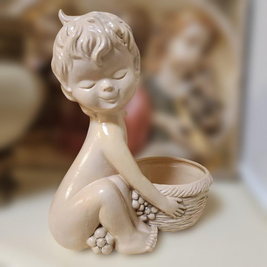 70's　昭和レトロ置物　鉢カバー　プランタースタンド　オブジェ　置物　希少