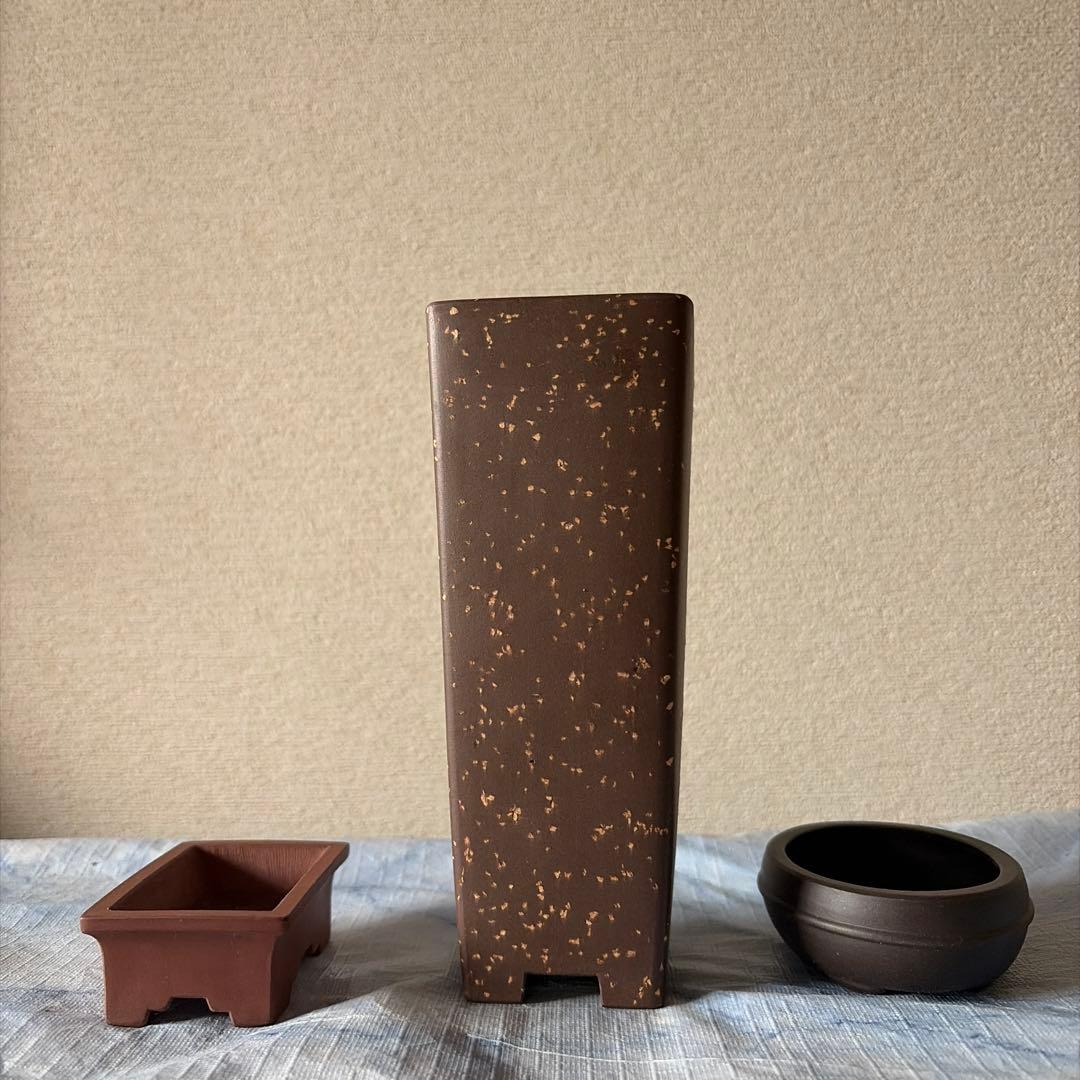 中国宜興　植木鉢　朱泥　黒泥　中国　アンティーク　China