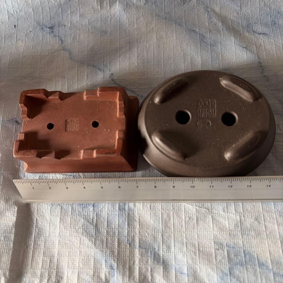 中国宜興　植木鉢　朱泥　黒泥　中国　アンティーク　China