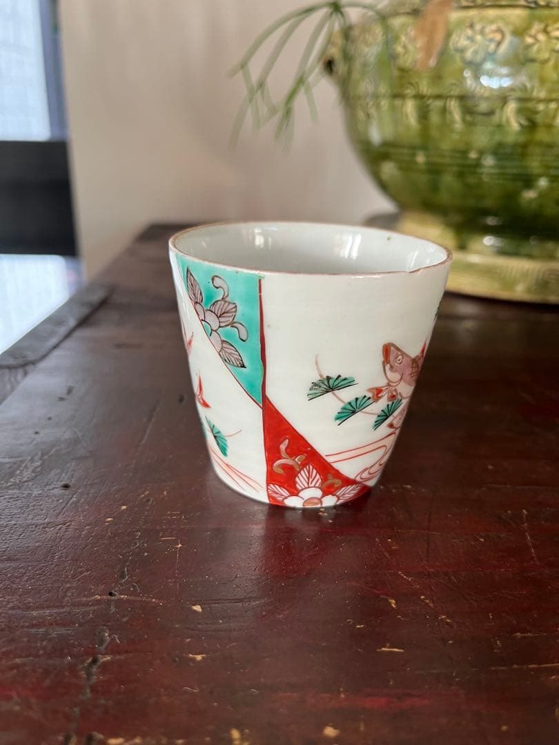 珍図　江戸中期　古伊万里　鮎水草流水そば猪口　蕎麦猪口　無傷　本掲載品　双魚