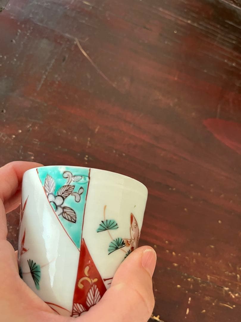 珍図　江戸中期　古伊万里　鮎水草流水そば猪口　蕎麦猪口　無傷　本掲載品　双魚