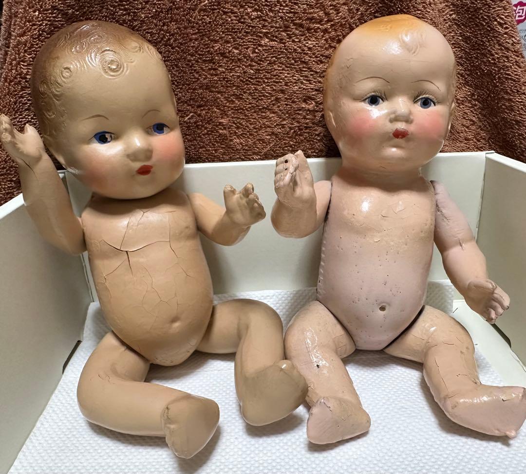 コンポジションアンティークドール2体セット