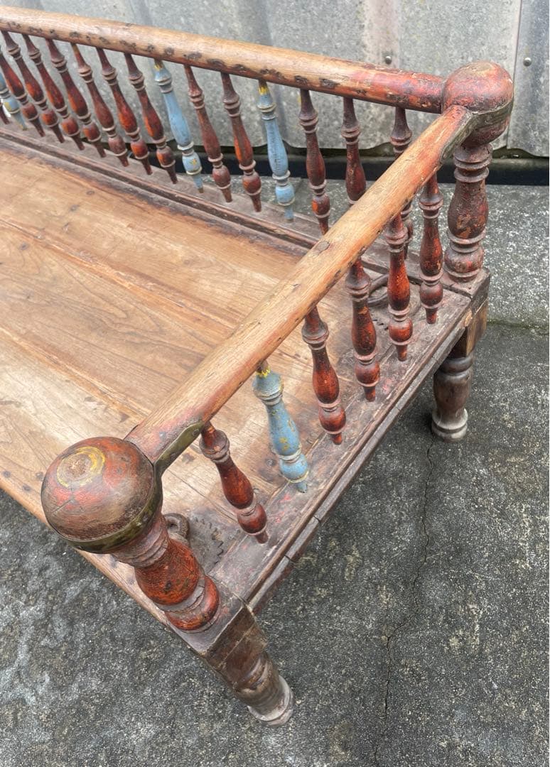 稀少/アンティーク/インド/インド家具/古材/長椅子/ベンチ/店舗什器