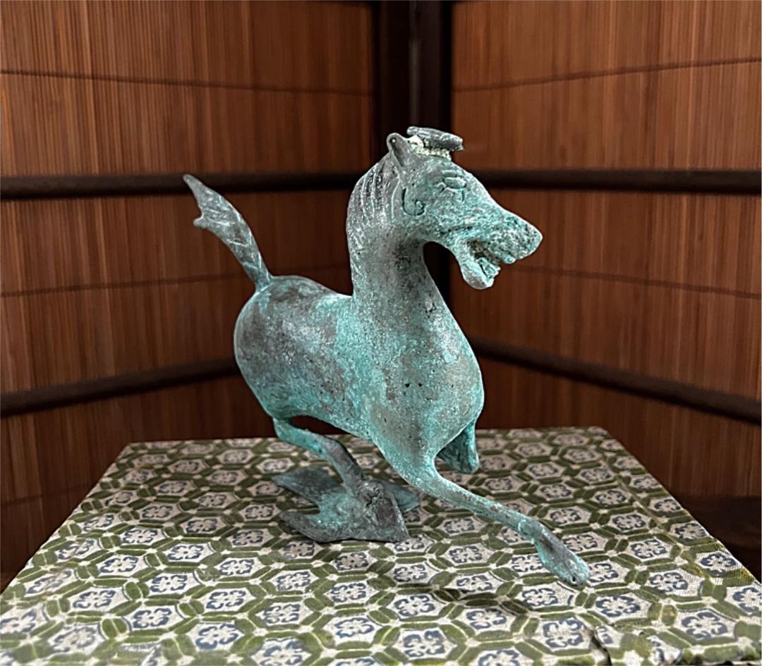 中国美術 古青銅 翔馬 共箱