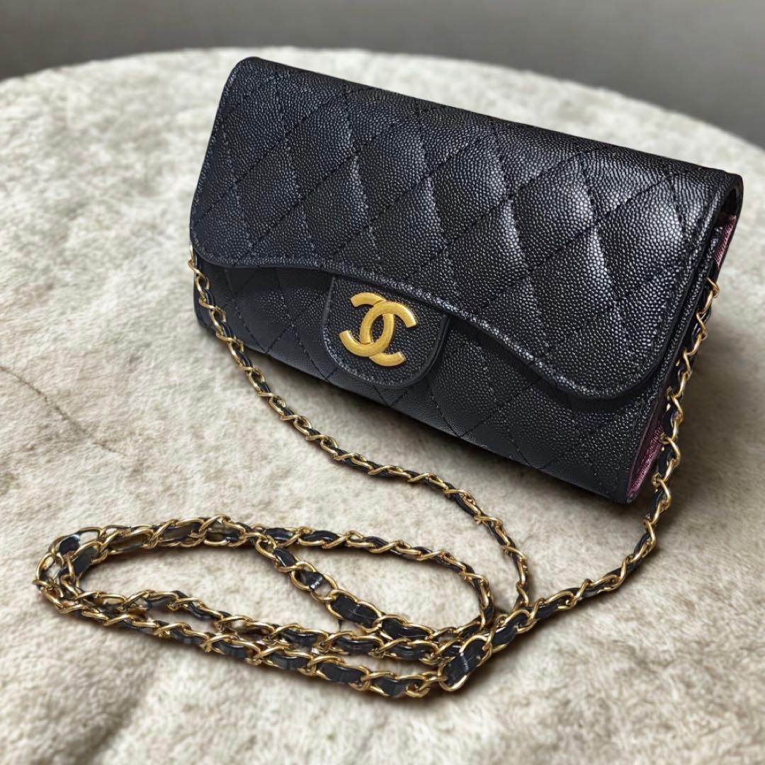 CHANEL　ショルダーウォレット　財布　黒　ノベルティ