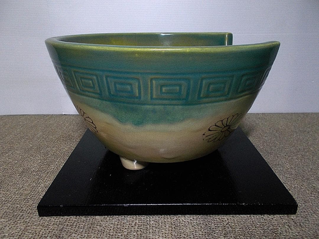 茶道具 織部焼風炉型野々田電熱器 茶釜 動作品 送料込み