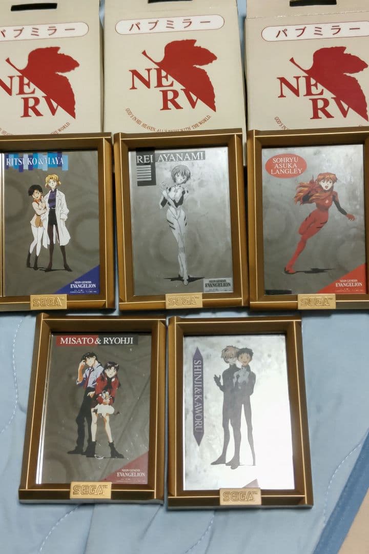 エヴァンゲリオン　パブミラー　5セット箱入り　額縁ゴールドタイプ